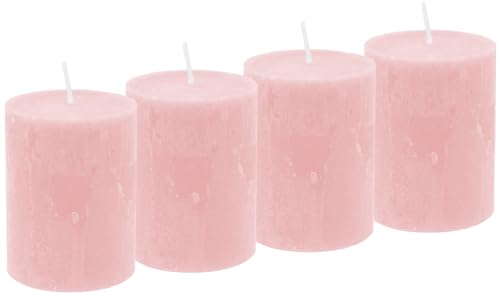 Unbekannt 4 Rustic Stumpenkerzen Kerzen Rosa Tischdeko Party Deko Adventskerzen von Unbekannt