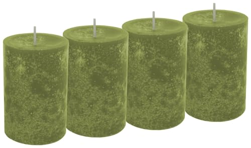 Unbekannt 4 Stumpenkerzen Kerzen Grün Olive Tischdeko Deko Adventskranz Weihnachten Hochzeit Kommunion Konfirmation von Unbekannt