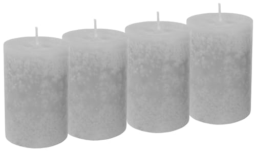 Unbekannt 4 Stumpenkerzen Kerzen Hellgrau Grau Hochzeit Kommunion Konfirmation Tischdeko Deko von Unbekannt