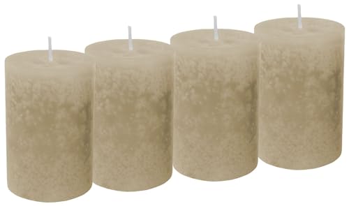 Unbekannt 4 Stumpenkerzen Kerzen Taupe Beige Sand Tischdeko Deko Adventskranz Weihnachten Hochzeit Kommunion Konfirmation von Unbekannt