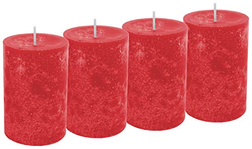 Unbekannt 4 Stumpenkerzen Rot Feuerrot Tischdeko Advent Hochzeit Weihnachten Adventskranz von Unbekannt