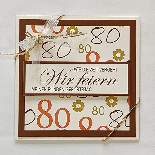 Unbekannt 5X Einladungskarten zum 80. Geburtstag in Creme-braun-tönen *Handmade* Unbekannt 5X Einladungskarten zum 80. Geburtstag in Creme-braun-tönen *Handmade* von Unbekannt