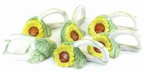 Unbekannt 6 Serviettenring aus Keramik, Sonnenblume von Unbekannt