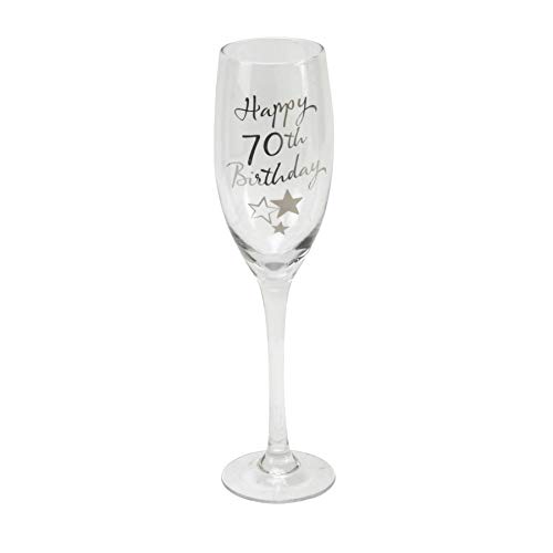 Unbekannt 70. Geburtstag Sterne Champagner Flöte Glas Geschenk von Widdop and Co