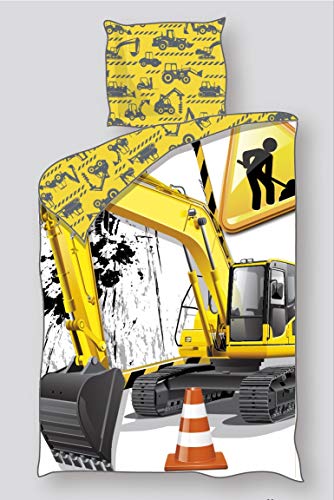 Unbekannt Baustelle Bagger Öko Tex Jungen-Linon-Bettwäsche 135x200 / 80x80 cm NEU von Unbekannt