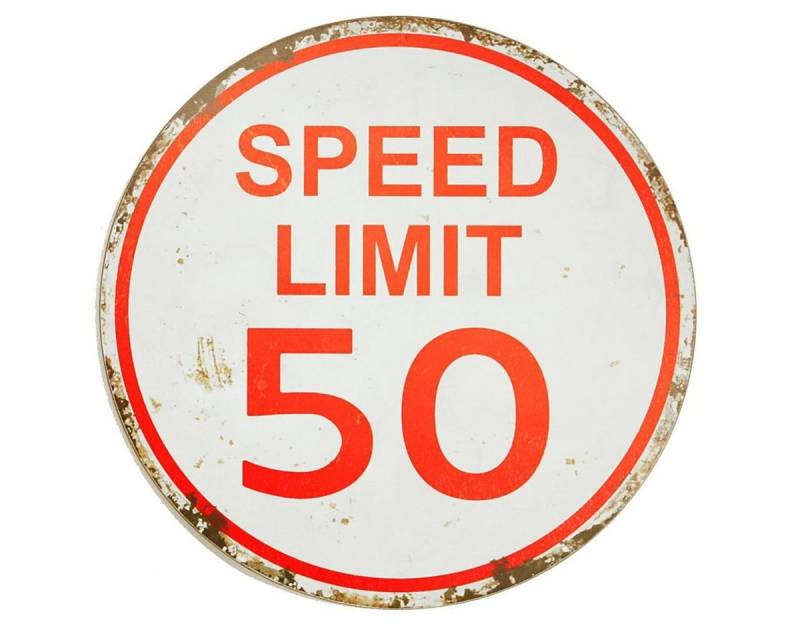CEPEWA Bild Wandbild Speed Limit 50 Wanddeko Schild Druck auf MDF-Holz Dekoration, mit Aufhängung von CEPEWA