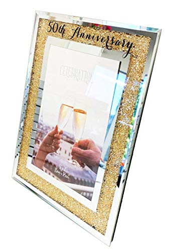 Unbekannt Bilderrahmen Zum 50. Hochzeitstag Golden Mirror Glas Kristall mit Geschenk von Widdop and Co