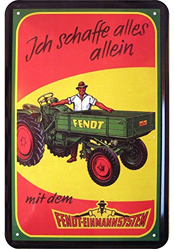 Unbekannt Blechschild 20x30 cm FENDT Einmannsystem Geräteträger Kipper Traktor Bulldog Reklame historisch Metall Schild von Unbekannt