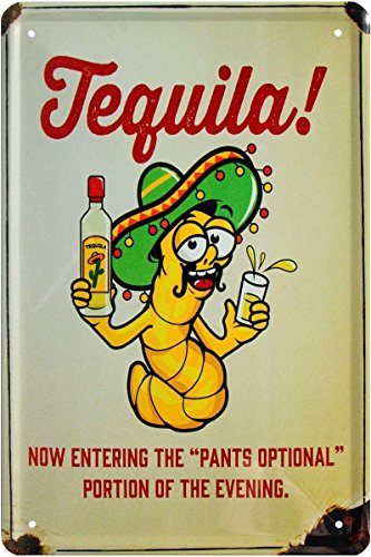 Unbekannt Blechschild 20x30 cm Tequila Mezcal Wurm Drunken Bar Kneipe Fun Shabby Chic Metall Schild von Unbekannt