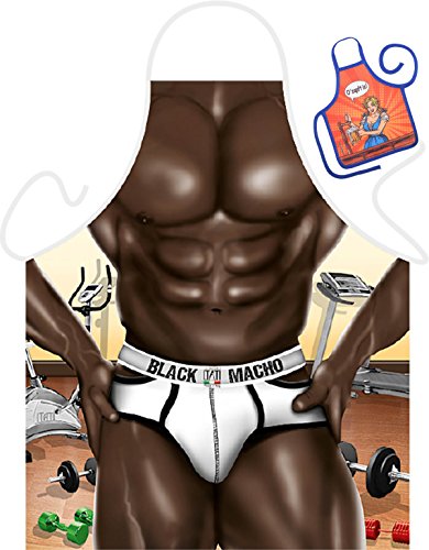unbekannt Bodybuilder Neger Motiv Kochschürze sexy nackter Männerkörper Schürze : Black Macho - Themenschürze mit Minischürze für Flaschen von Tini - Shirts