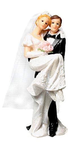 Unbekannt Brautpaar, Hochzeitspaar | Tortenaufsatz, Tortenfigur, Dekofigur, Cake Topper Wedding Hochzeit Trauung Hochzeitstorte | Brautpaar - Braut getragen mit Blumenstrauss | 13 cm von Unbekannt