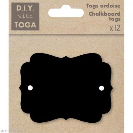 DRAEGER PARIS 1886 Etiketten aus Schiefer, Papier, Schwarz, 10 x 11,5 x 0,5 cm von Toga