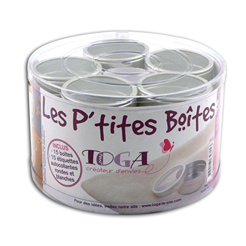 DRAEGER PARIS 1886 15 Stück runde Mini-Dosen, Metall, grau, 5,3 x 5,3 x 2,5 cm von Toga