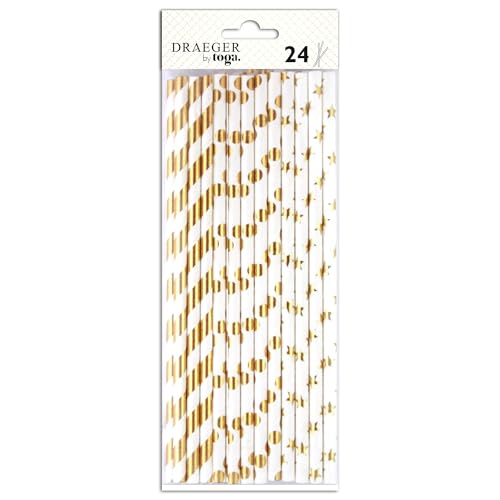 DRAEGER PARIS 1886 24 Trinkhalme, Holz, Gold, 19.5 x 0.5 x 0.5 cm von Toga