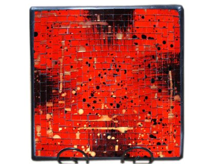 Unbekannt Deko - Schale Glasmosaik Schale eckig rot weinrot/gold 30cm von Unbekannt
