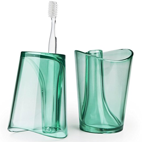 Unbekannt Design Zahnputzbecher mit Zahnbürstenhalter Ø 8 cm Acryl transparent für Zahnbürste & Zahnpasta Grün von Unbekannt
