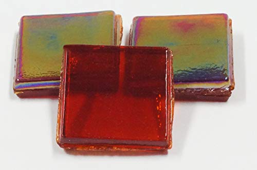 Unbekannt EIS Glas transparent Mosaiksteine 15 x 15 mm Inhalt 200 g, Farbe Rot von Unbekannt
