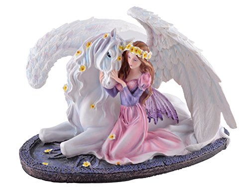 Unbekannt Elfen Figur - Prinzessin Amalia mit Pegasus - Elfenfigur Elfe Fee Fairy Deko Statue Einhorn von Unbekannt