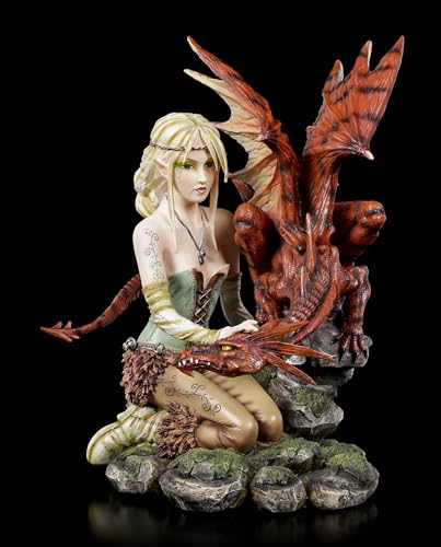 Unbekannt Elfen-Figur mit großem Drachen - Elfenfigur Drachenfigur Elfe Fee Fairy Deko von Unbekannt