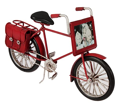 Unbekannt Fahrrad aus Metall 22 cm rot mit Bilderrahmen Oldtimer Nostalgie Blech Modell Rad Velo von Unbekannt