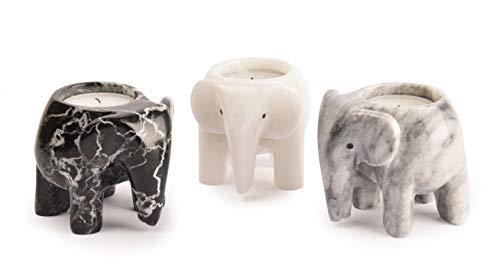 Fossil Gift Shop - Marmor-Elefanten-Kerzenhalter, Monochrom-Kollektion von British Fossils