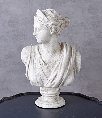 Unbekannt Frauenbüste Gartenfigur Antik Artemis Büste XXL Skulptur Fiberglas in Marmor- Optik Frauenkopf weiß yac032 Palazzo Exklusiv von Unbekannt