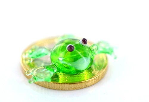Unbekannt Frosch Mini Grün Glas - Miniatur Glastier - Glasfigur Setzkasten Deko von Unbekannt