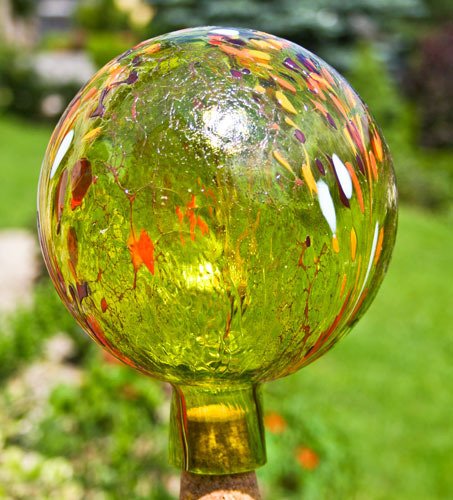Lauschaer Glaskunst Gartenkugel aus Glas, Apfelgelb von Lauschaer Glaskunst