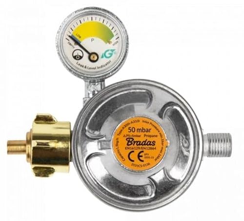 Gasschlauch Druckminderer Gasdruckregler Regler mit Manometer 50mbar Propangasschlauch Grillzubehör (Regler mit Manometer) von Unbekannt