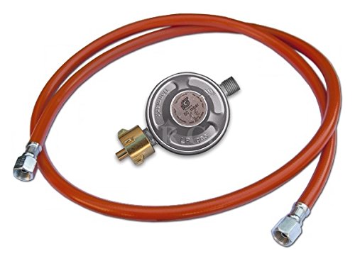 Unbekannt Gasschlauch Druckminderer Regler Manometer 50mbar Propangasschlauch 3 Größen (Schlauch200cm+Regler) von Unbekannt