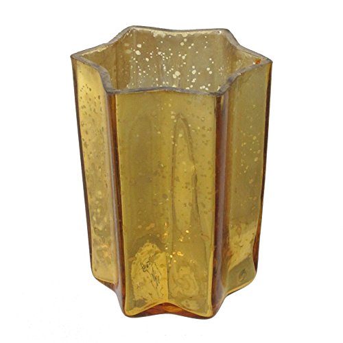 Unbekannt Glas Teelicht Stern ca 10 cm. Shabby chic Teelichtglas verspiegelt. In gelb - GOLD-39 von Unbekannt