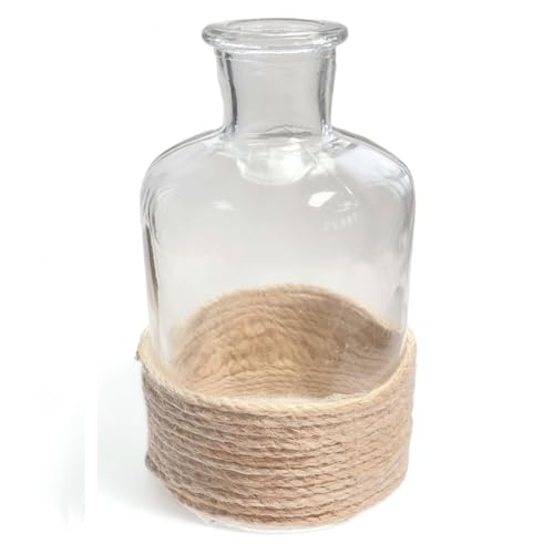 Unbekannt Glas Vase Spray. Kleine Flasche mit Rope/Kordel. Ca. 6,5 x 13 cm. In Weiss -40 von Unbekannt