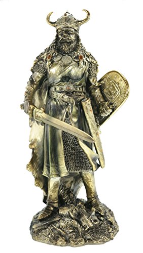 Unbekannt Großer Wikinger mit Schwert und Schild bronziert 48 cm Figur Skulptur von Unbekannt