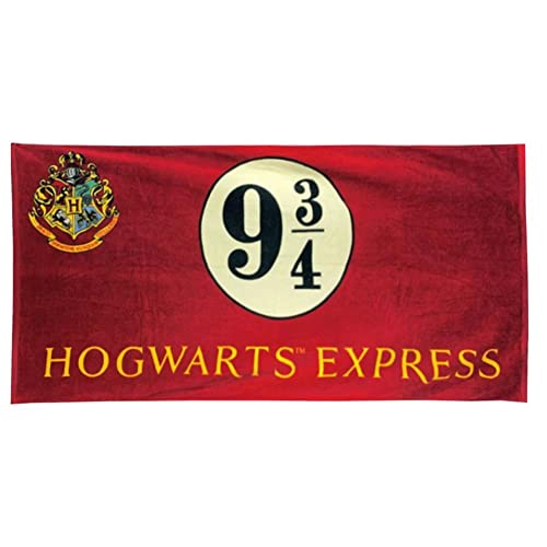 Unbekannt Harry Potter Badetuch Baumwolle, 75 x 150 cm Groovy-9 3/4-hogwarts-express-bath-towel Burgunderfarben von Harry Potter