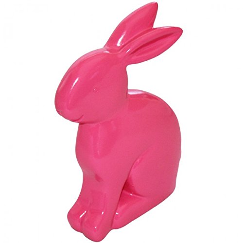 Unbekannt Hase Polyresin 20 cm sitzend pink gelb grün weiß Ostern Deko Figur Kaninchen Osterhase, Farbe:Pink von Unbekannt