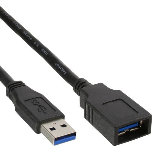 Unbekannt Inline USB3.0 Kabel A Stecker/Buchse SuperSpeed bis zu 5GBit/s schwarz 0,5m von Unbekannt