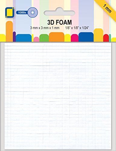 JE 3D-Schaumstoff-Punkt-Mini-Quadrate – 1 mm, Synthetisches Matrial, weiß, 14.8 x 11.1 x 0.1 cm von JE