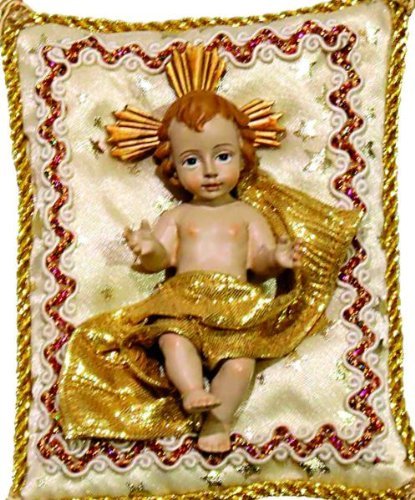 Unbekannt Jesuskind auf cremefarbenem Kissen, 10 cm x 8 cm von Unbekannt