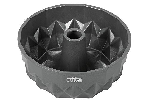 WMF Original Kaiser Inspiration Design Gugelhupf Backform 25 cm, Bundform mit geometrischer Oberflächenstruktur, Aluminiumguss, Kuchenform antihaftbeschichtet, Silber, Modern, Geometrisch von Unbekannt