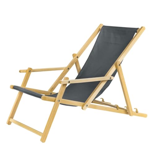 Unbekannt Klappbare Liegestuhl aus Buchenholz mit Armlehnen - 3-Fach Verstellbarer Sonnenliege bis 120kg - Strandliege, Klappliege für Garten, Balkon grau Unbekannt Klappbare Liegestuhl aus Buchenholz mit Armlehnen - 3-Fach Verstellbarer Sonnenliege bis 120kg - Strandliege, Klappliege für Garten, Balkon grau von Unbekannt
