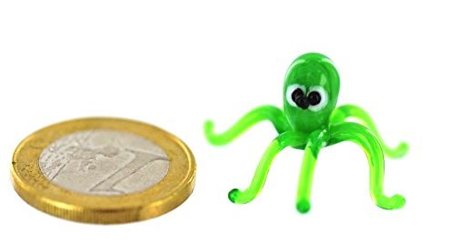 Unbekannt Krake Mini Grün - Oktopus Miniatur Figur aus Glas Grüner Kraken - Octopus - Grüne Glasfigur Glastier Deko Setzkaste Vitrine Glasfigur von Unbekannt