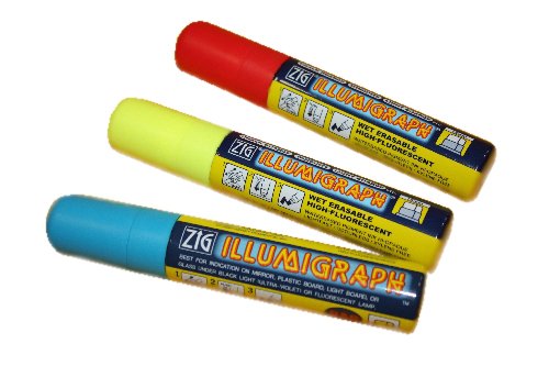 Unbekannt Kreidemarker-Set 15 mm 3 tlg. blau gelb rot von Unbekannt