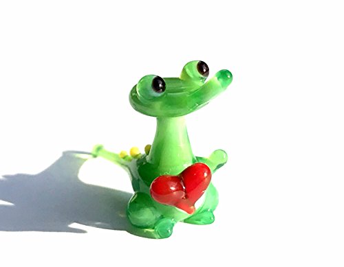 Unbekannt Krokodil mit Herz Mini - Miniatur Figur aus Glas Grün Glastier Glasfigur Deko Setzkasten Vitrine von Unbekannt