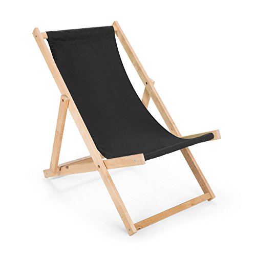 Unbekannt Liegestuhl aus Holz klappbar - Farbe schwarz Klappliege Klappstuhl Sonnenstuhl Strandstuhl bis 100 kg Gartenliegen Gestell in Naturfarbe von Unbekannt
