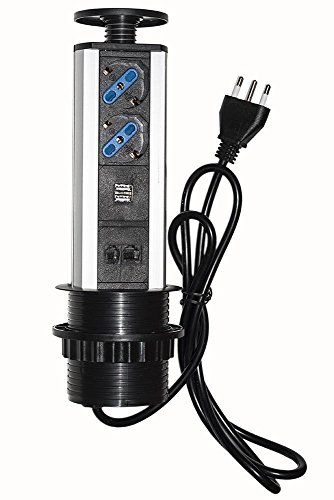 LINK lkmpt02 versenkbare Tischsteckdose mit 2 Steckdosen 16 A Weiblich ITA/Schuko, 1 RJ45, 1 RJ11, 2 USB von LINK