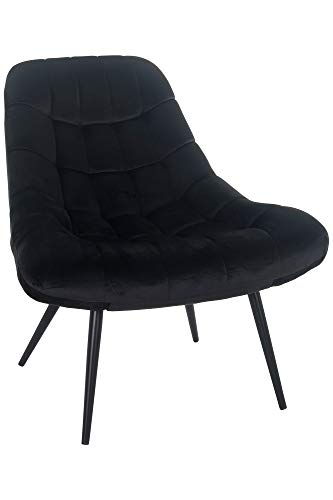 Unbekannt Loungesessel XXL mit Steppung, Samt, Metall, Schwarz, 76 x 87 x 86 cm von Unbekannt