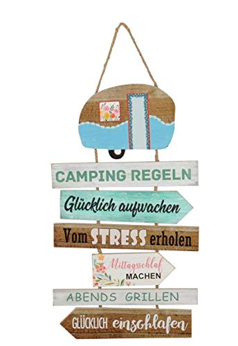 Unbekannt MDF Schild Camping Regeln 62 x 35 cm Wohnwagen Urlaub Geschenk Dekoration von Unbekannt