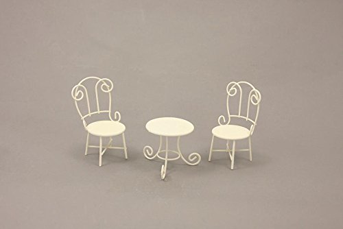 Unbekannt Miniatur Garten, Sitzgruppe Gartentisch mit Stühle weiß Höhe ca. 10cm von Unbekannt