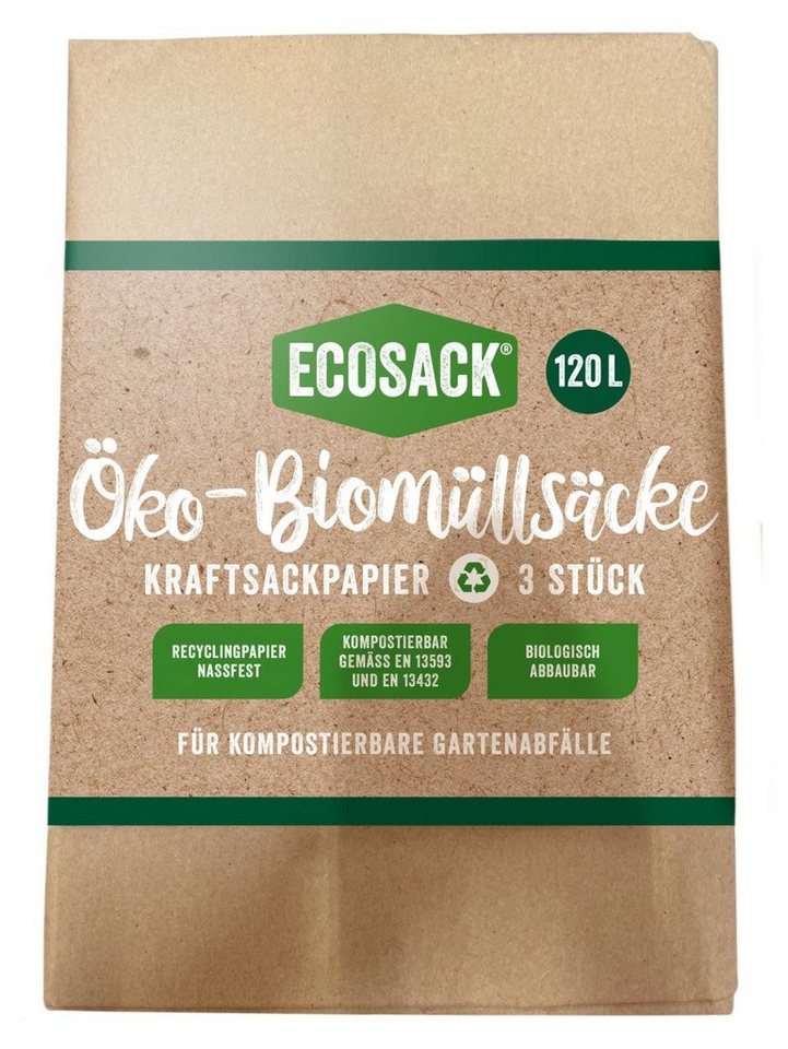 ECOSACK Müllbeutel Biomüllsäcke 120 L, 3 Stück von ECOSACK