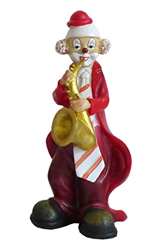 Unbekannt Niedliche Dekofigur ~ Musik Clown ~ Karneval Köln Harlekin Deko Figur Pauke Bass (Modell: mit Saxofon) von Unbekannt